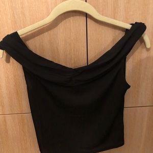 Black off shoulder cropped top